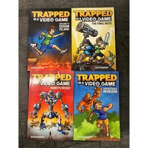 Trapped in a Video Game Lot of 4 Books by Dustin Brady‎ Kids Adventure Series